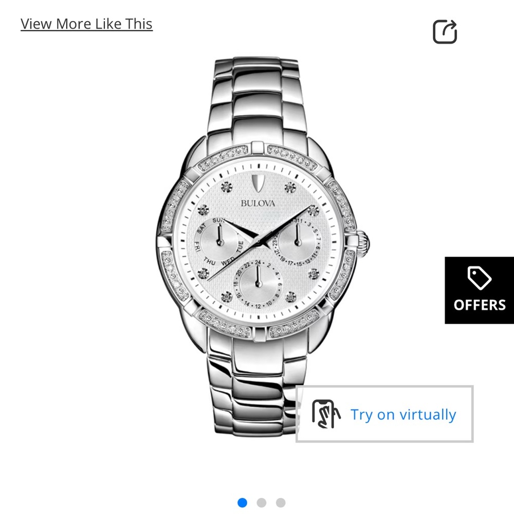 Bulova Silver Diamond-Accented Watch